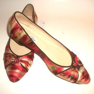 Oscar de la Renta Vintage Eighties Silk Print Ballet Flats
